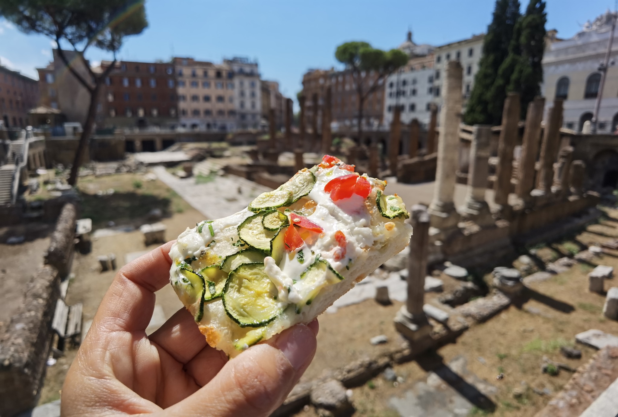 Pizza aux courgettes à Largo Argentina – spécialité romaine