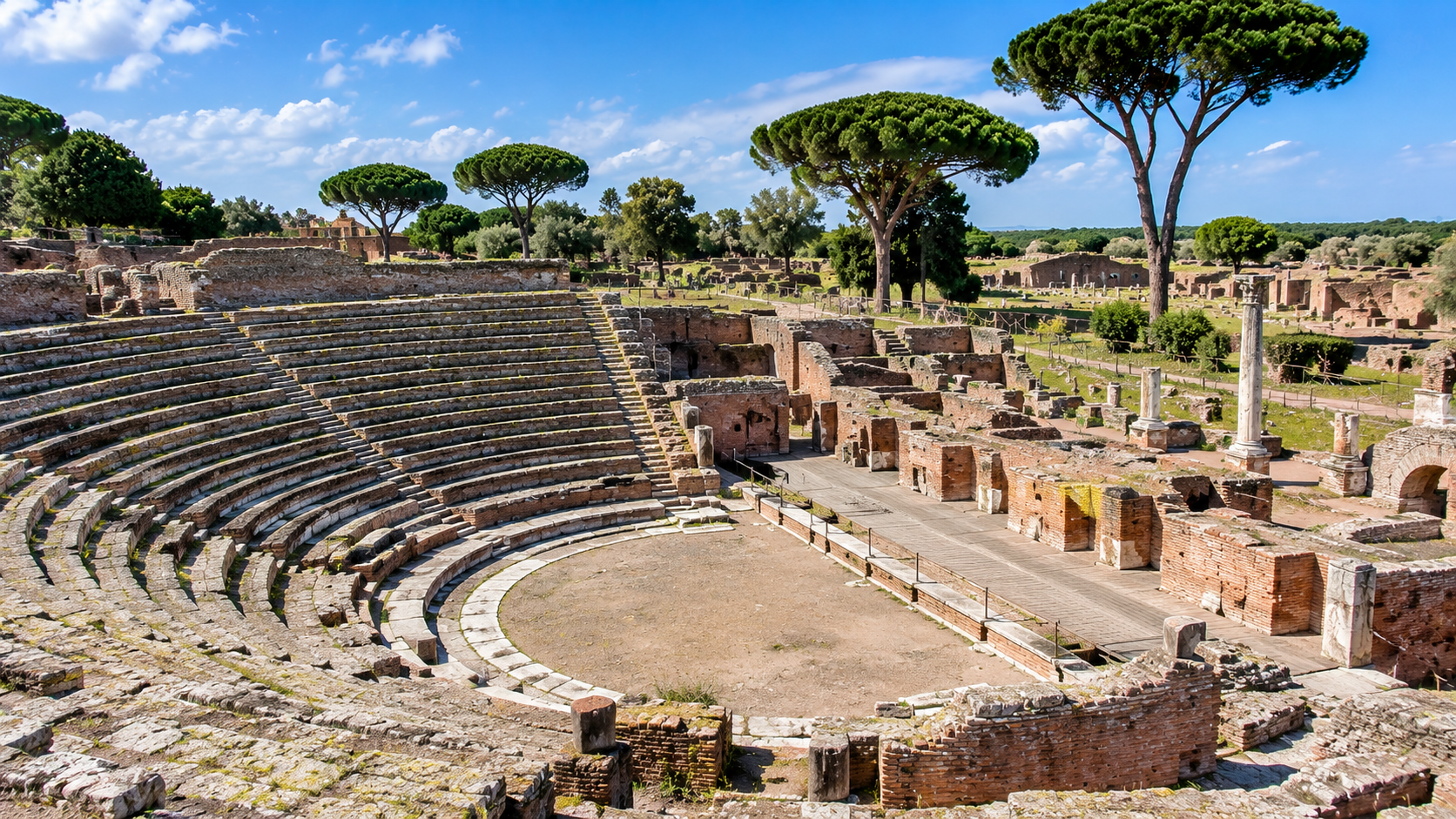 Théâtre romain d’Ostia Antica avec ses gradins antiques